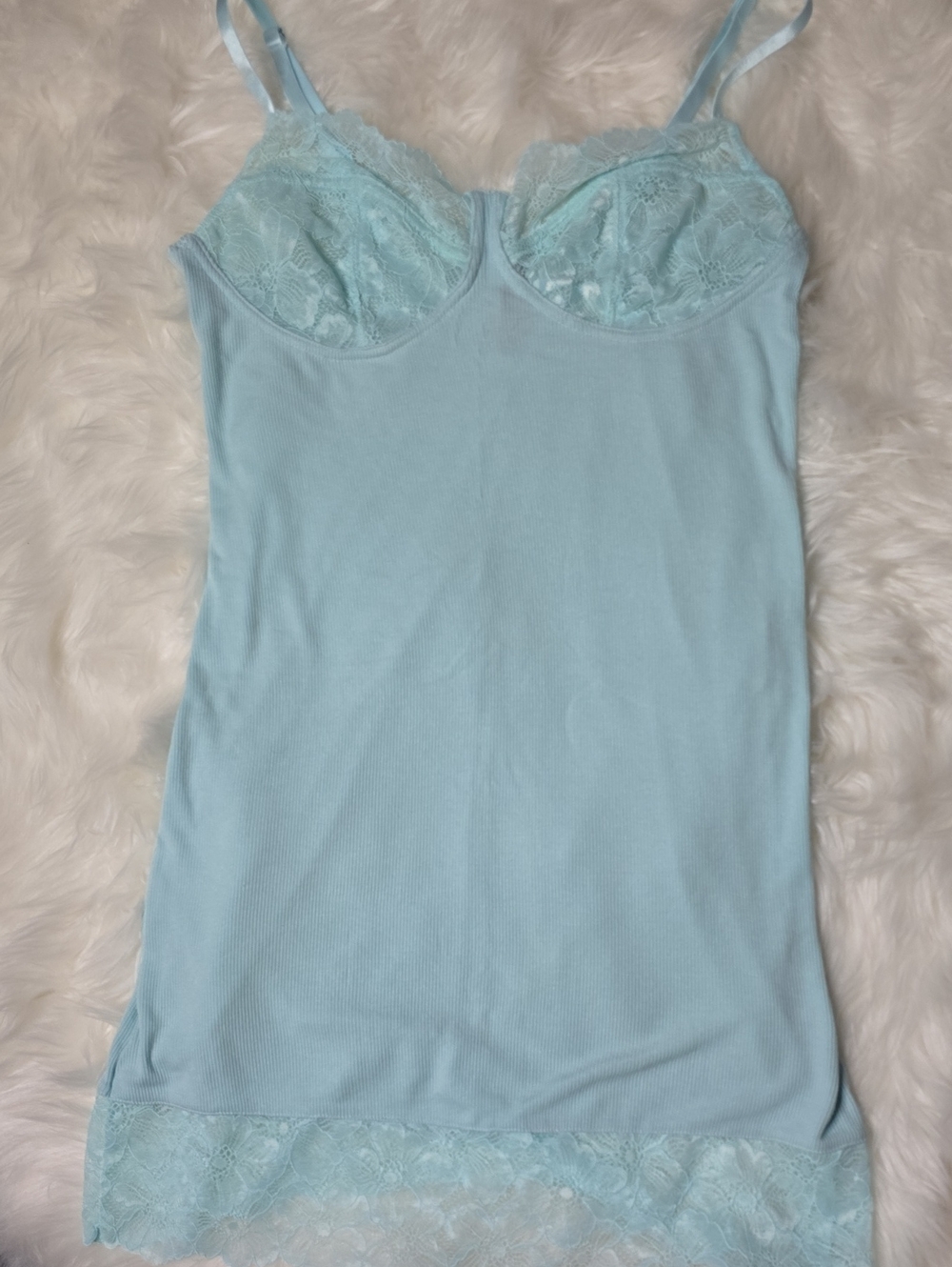 Adore Me Aliyah Light Blue Lace Trim Chemise SIZE M